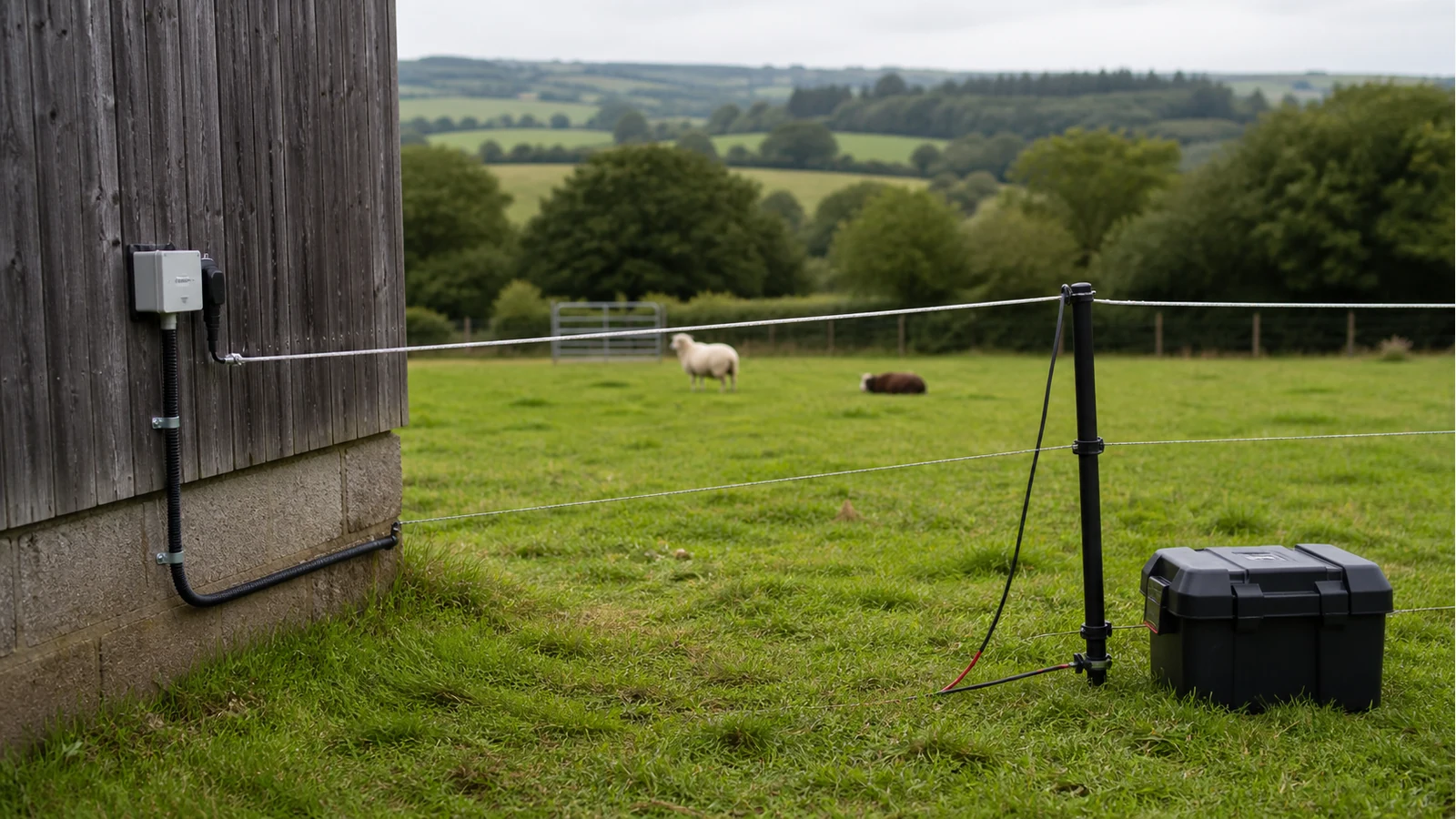 Comparison of mains-powered and 12V battery electric fence energiser setups on a UK smallholding